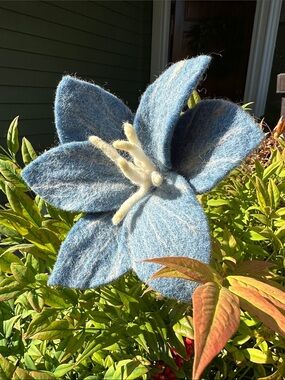 Felted blue Lilly flower
